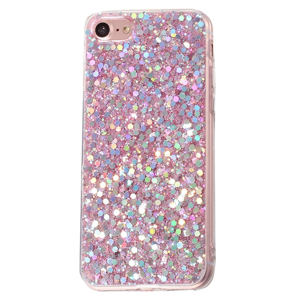 iPhone SE (2022 / 2020) / 8 / 7 Glitter Bakdeksel - Rosa