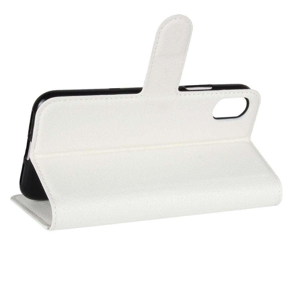 Apple iPhone X/XS Litchi Flip Cover m. Kortholder - Hvit