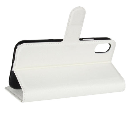 Apple iPhone X/XS Litchi Flip Cover m. Kortholder - Hvit