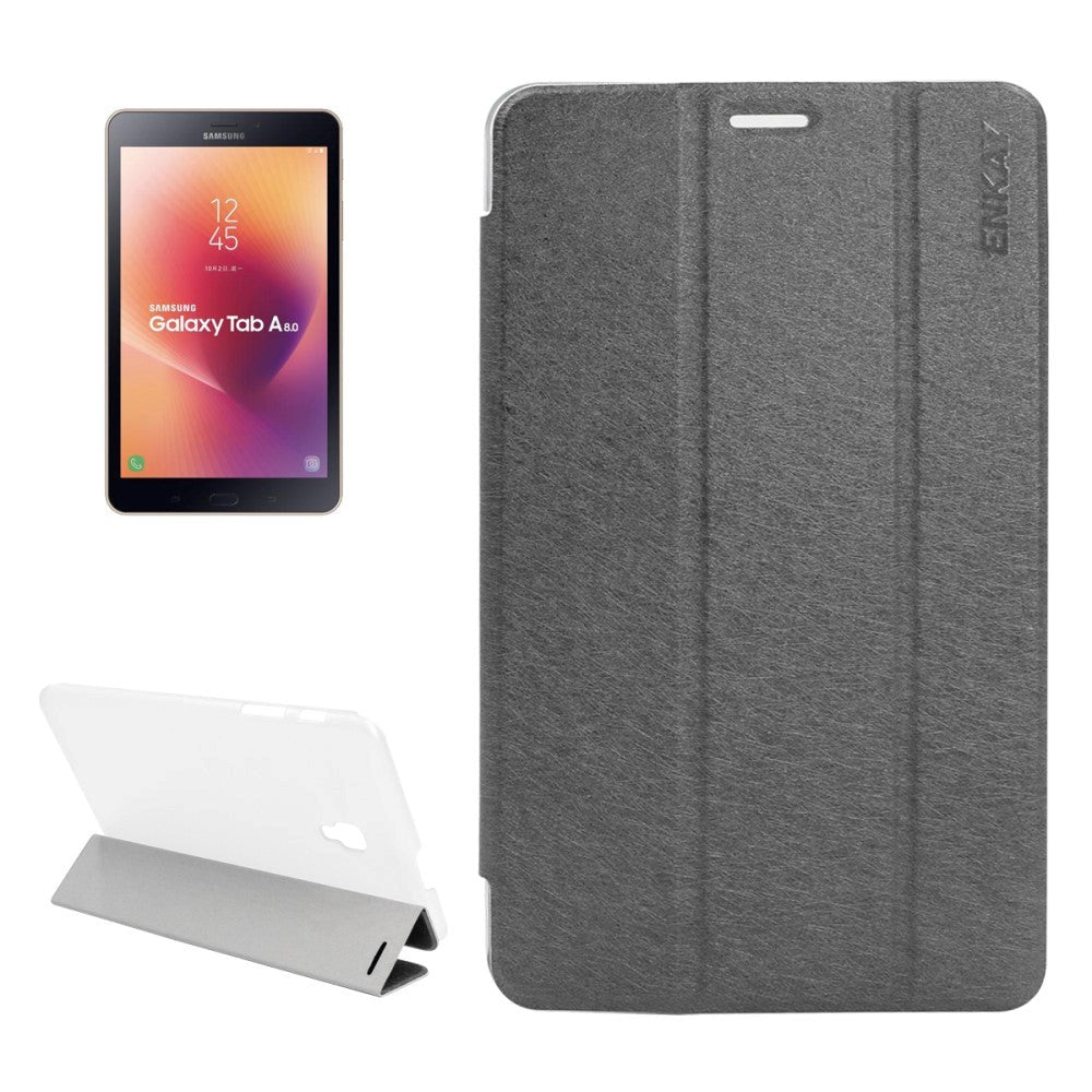 Samsung Galaxy Tab A 8.0 (2017) - ENKAY Tri-fold Protective Case Gråsvart