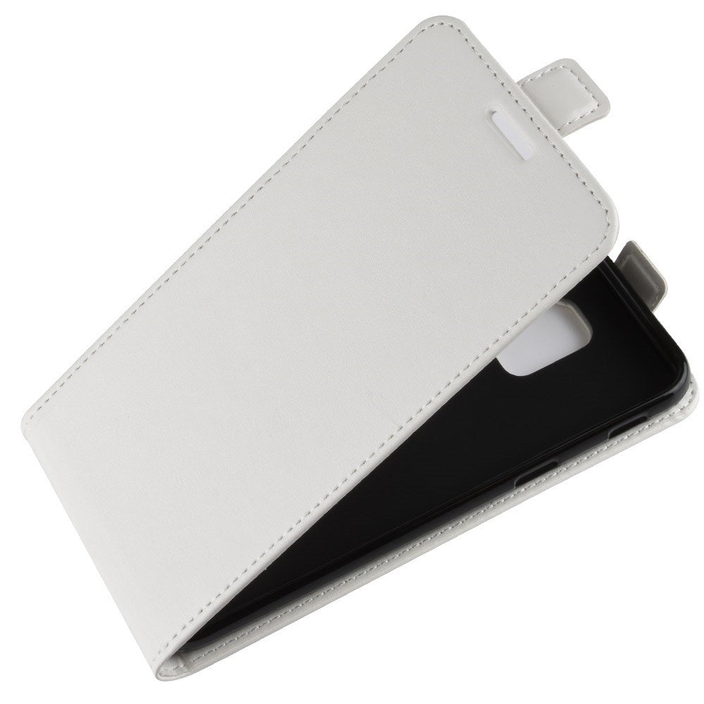 Samsung Galaxy J6 Premium vertikalt flipdeksel i skinn m. Kortholder - Hvit