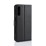 Samsung Galaxy A7 (2018) Litchi Texture Leather Stand Cover m. Lommebok Svart