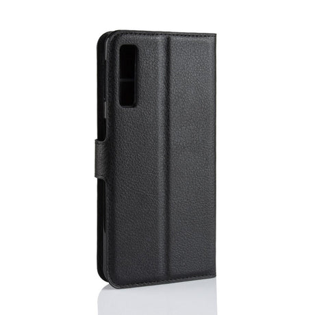 Samsung Galaxy A7 (2018) Litchi Texture Leather Stand Cover m. Lommebok Svart