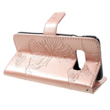 Samsung Galaxy S10e skinndeksel m. Lommebok sommerfugler - Rose gull