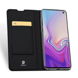 Samsung Galaxy S10 tynt flip-deksel i skinn m. Magnetisk lukking - Svart