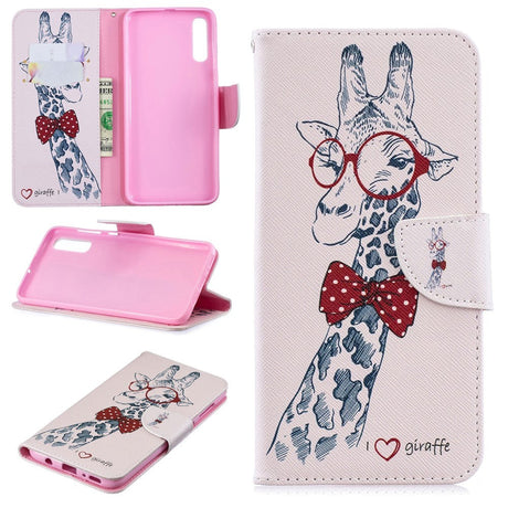 Samsung Galaxy A70 Leather Flip Deksel - Giraffe