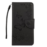 Samsung Galaxy A30s / A50 skinndeksel m. Lommebok Blomster og sommerfugler Imprint - Svart