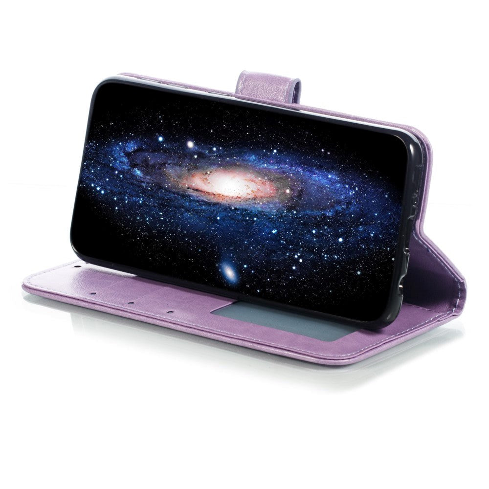 Samsung Galaxy A20e Leather Flip Deksel - Lilla Mandala-mønster