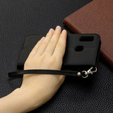 Samsung Galaxy A20e skinndeksel m. Lommebok og stropp - Svart