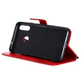 Samsung Galaxy A20s skinndeksel m. Kortholder Sommerfugl - Rød