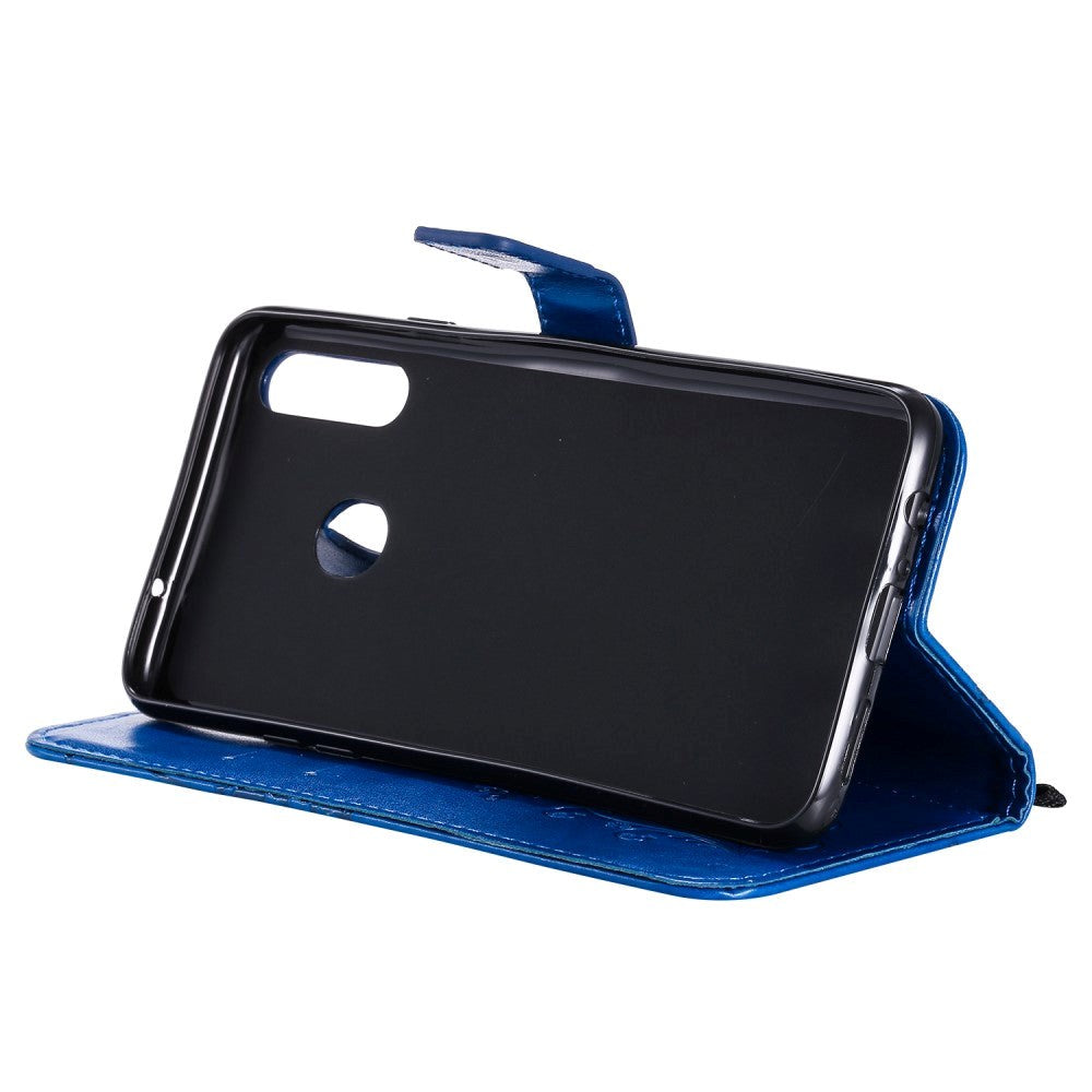 Samsung Galaxy A20s skinndeksel m. Kortholder Sommerfugl - Blå