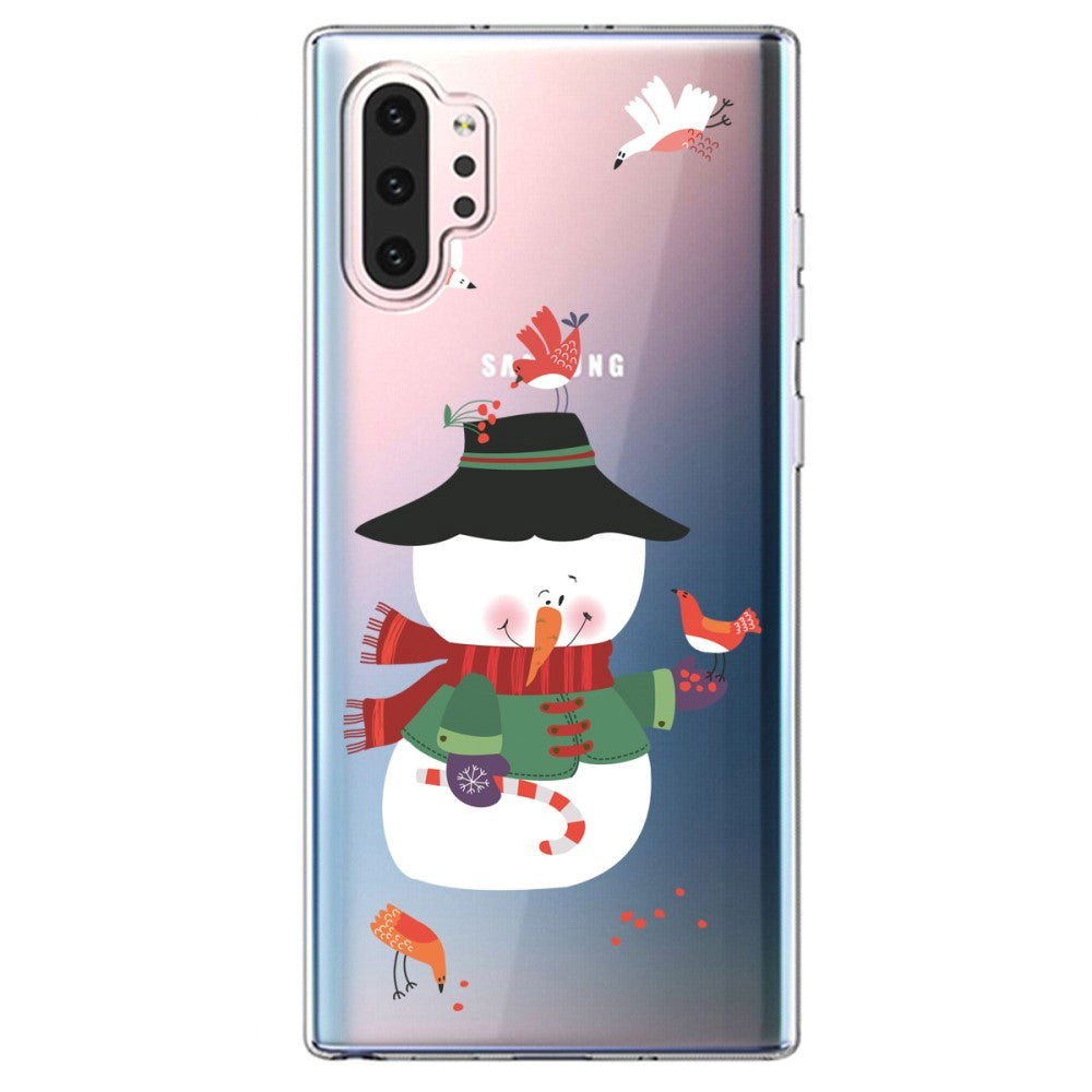 Samsung Galaxy Note 10+ (Plus) fleksibelt plastdeksel - Snowman m. Fugler
