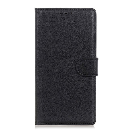 Samsung Galaxy A71 Leather Flip Deksel m. Stativ og kortholder - svart