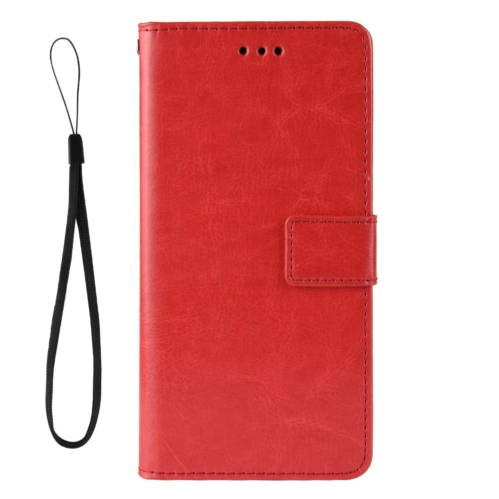 Samsung Galaxy A51 Leather Flip Cover m. Stativ og stropp - Rød