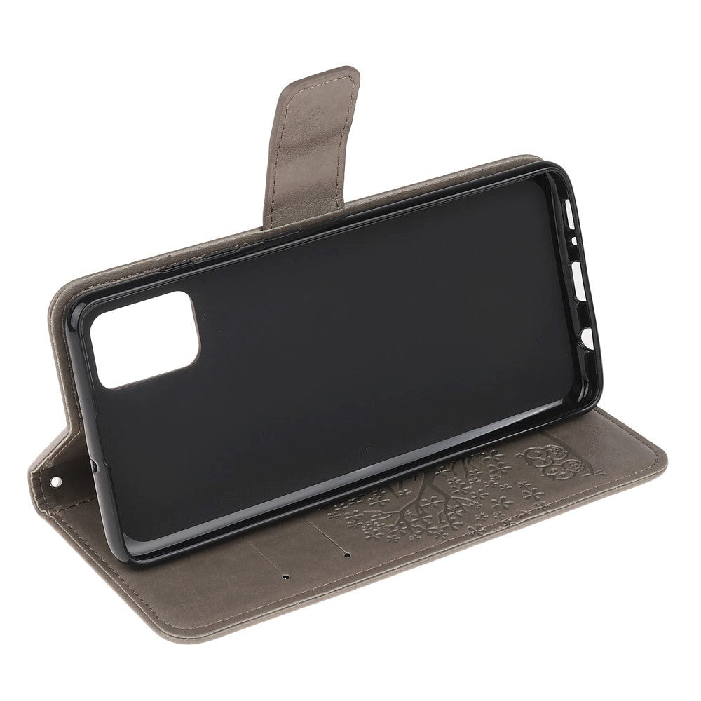 Samsung Galaxy A51 Leather Flip Cover Ugler i tre - Lysebrun