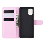 Samsung Galaxy A71 Litchi Leather Flip Cover m. Lommebok - Rosa