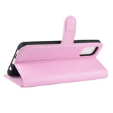 Samsung Galaxy A71 Litchi Leather Flip Cover m. Lommebok - Rosa