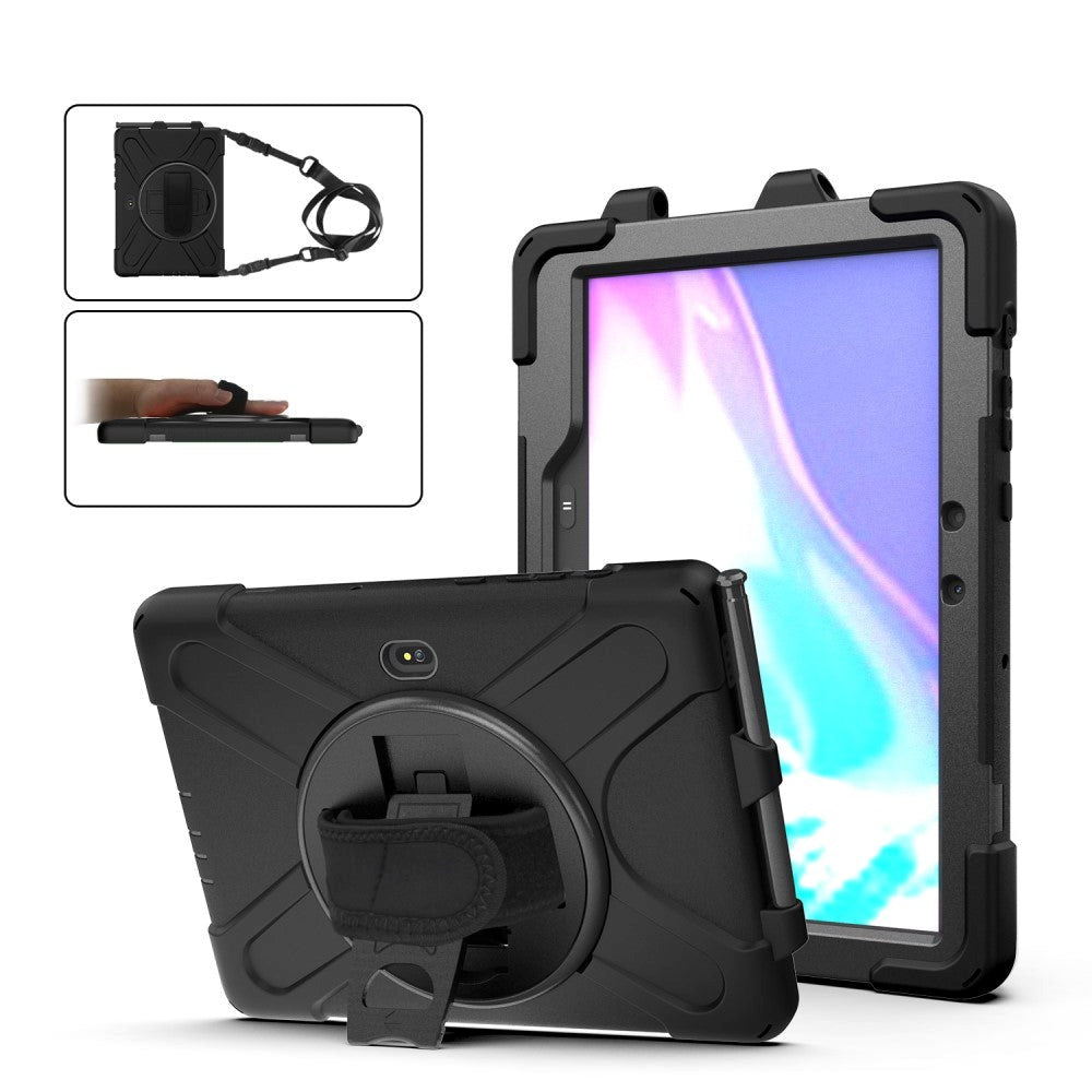 Samsung Galaxy Tab Active Pro / 4 Pro Craftsman-deksel m. 360⁰ fot- og skulderstropp - svart