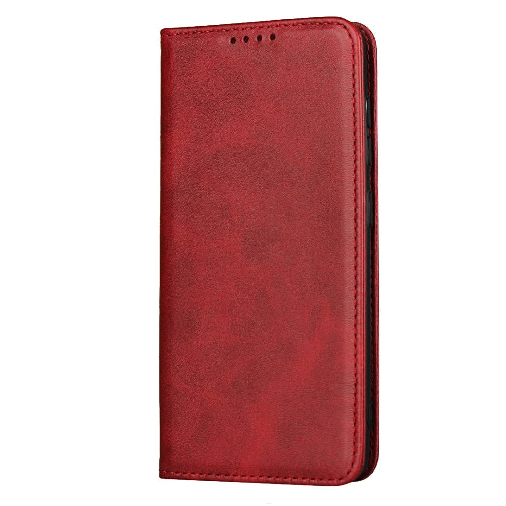 Samsung Galaxy A41 Leather Flip Cover m. Kortholder - Rød