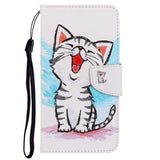Samsung Galaxy M11 Leather Flip Cover m. Lommebok - Hvit katt