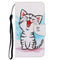 Samsung Galaxy M11 Leather Flip Cover m. Lommebok - Hvit katt