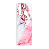 Samsung Galaxy A21 Fleksibel Plastik Bagside Cover m. Marmor Print - Lyserød Blomster / Marmor