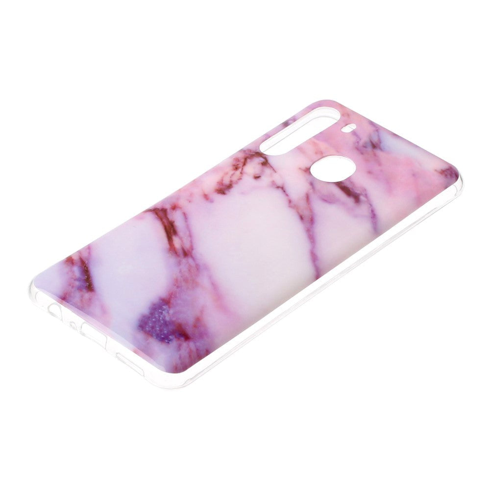 Samsung Galaxy A21 fleksibelt plastdeksel m. Marmortrykk - Lilla marmor