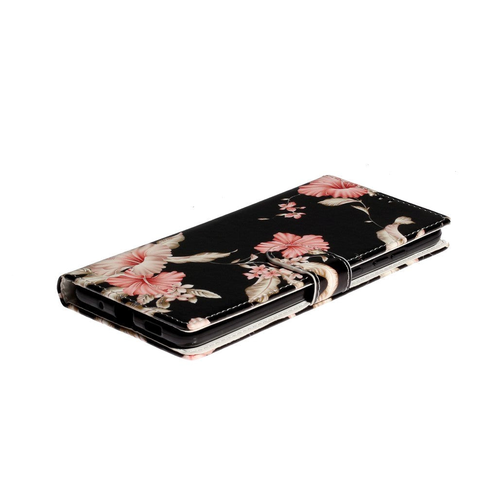 Samsung Galaxy S20 Pink Flowers Cover m. Kortholder - Svart / Rosa