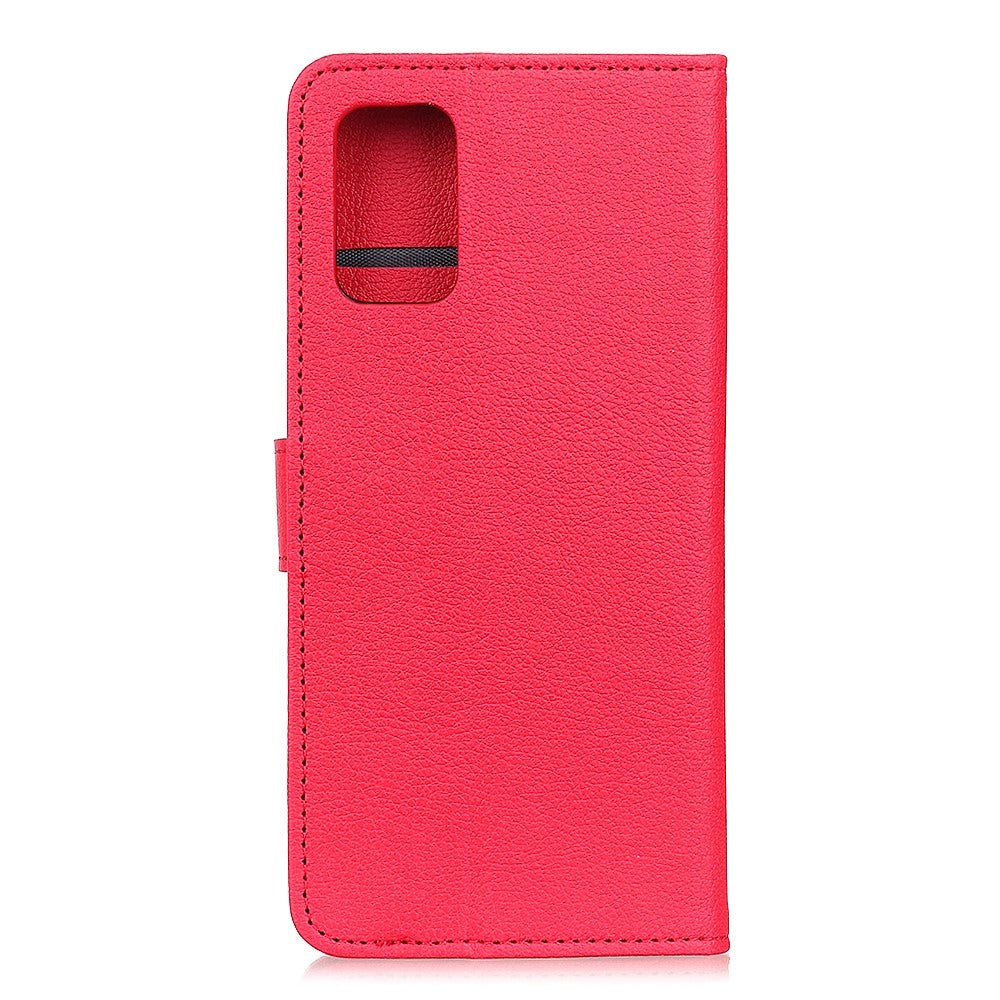 Samsung Galaxy Note 20 Litchi skinndeksel m. Kortholder - Rød