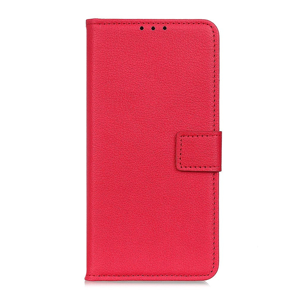 Samsung Galaxy Note 20 Litchi skinndeksel m. Kortholder - Rød