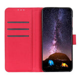 Samsung Galaxy Note 20 Litchi skinndeksel m. Kortholder - Rød