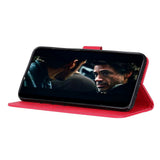 Samsung Galaxy Note 20 Litchi skinndeksel m. Kortholder - Rød