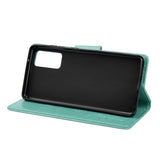 Samsung Galaxy S20 FE / S20 FE (5G) skinndeksel m. Kortholder - Blomsteravtrykk - Cyan
