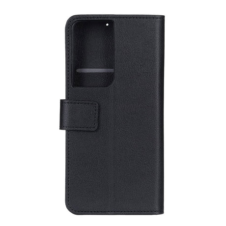 Samsung Galaxy S21 Ultra Glossy Lærdeksel m. Lommebok - Svart