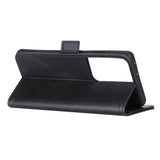 EIDERWOOD Samsung Galaxy S21 Ultra imitert skinndeksel m. Lommebok og stativfunksjon - svart