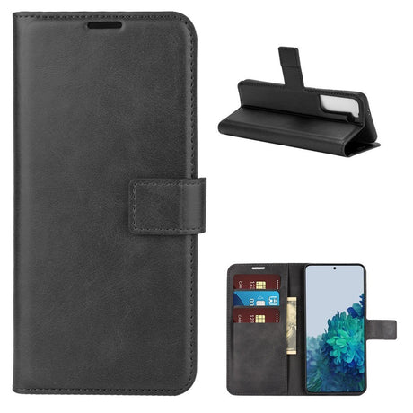 Samsung Galaxy S21 Leather Flip Cover m. Lommebok - Svart