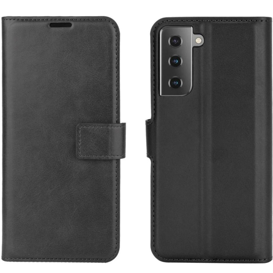 Samsung Galaxy S21 Leather Flip Cover m. Lommebok - Svart