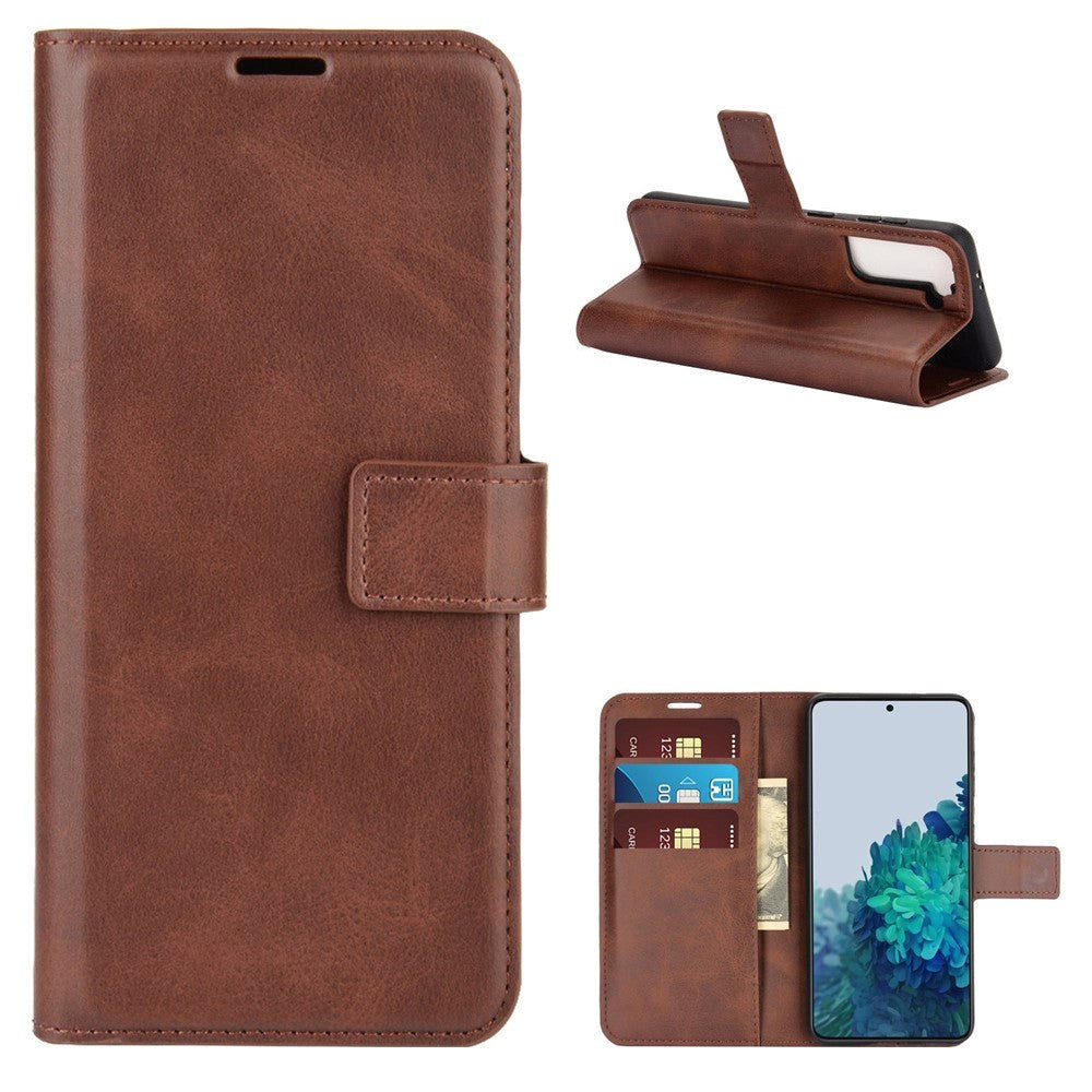 Samsung Galaxy S21 Leather Flip Cover m. Lommebok - Brun