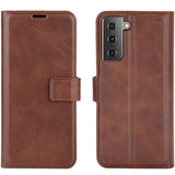 Samsung Galaxy S21 Leather Flip Cover m. Lommebok - Brun