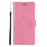 Samsung Galaxy S21 Leather Flip Cover m. Kortholdere - Blomster - Rosa