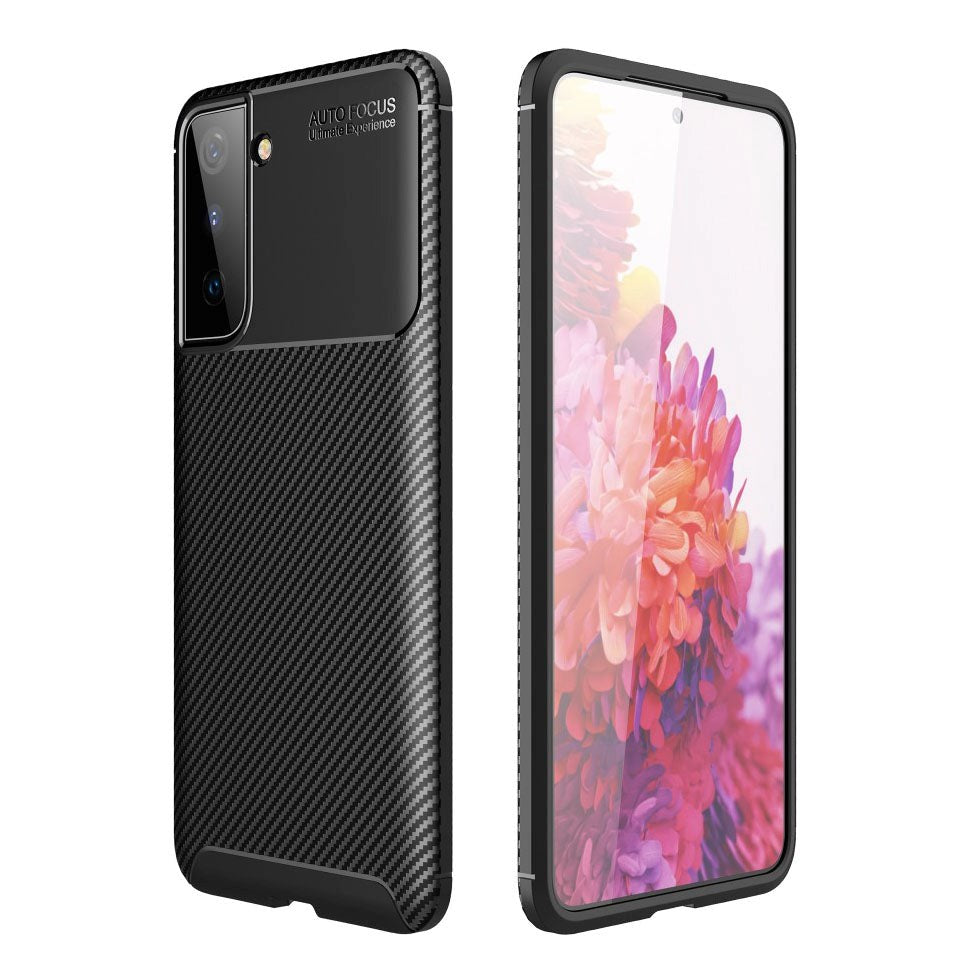 Samsung Galaxy S21 Carbon Fiber fleksibelt plastdeksel - svart