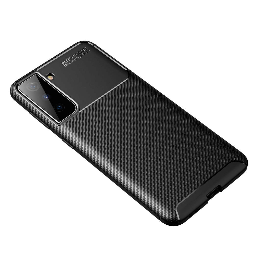 Samsung Galaxy S21 Carbon Fiber fleksibelt plastdeksel - svart
