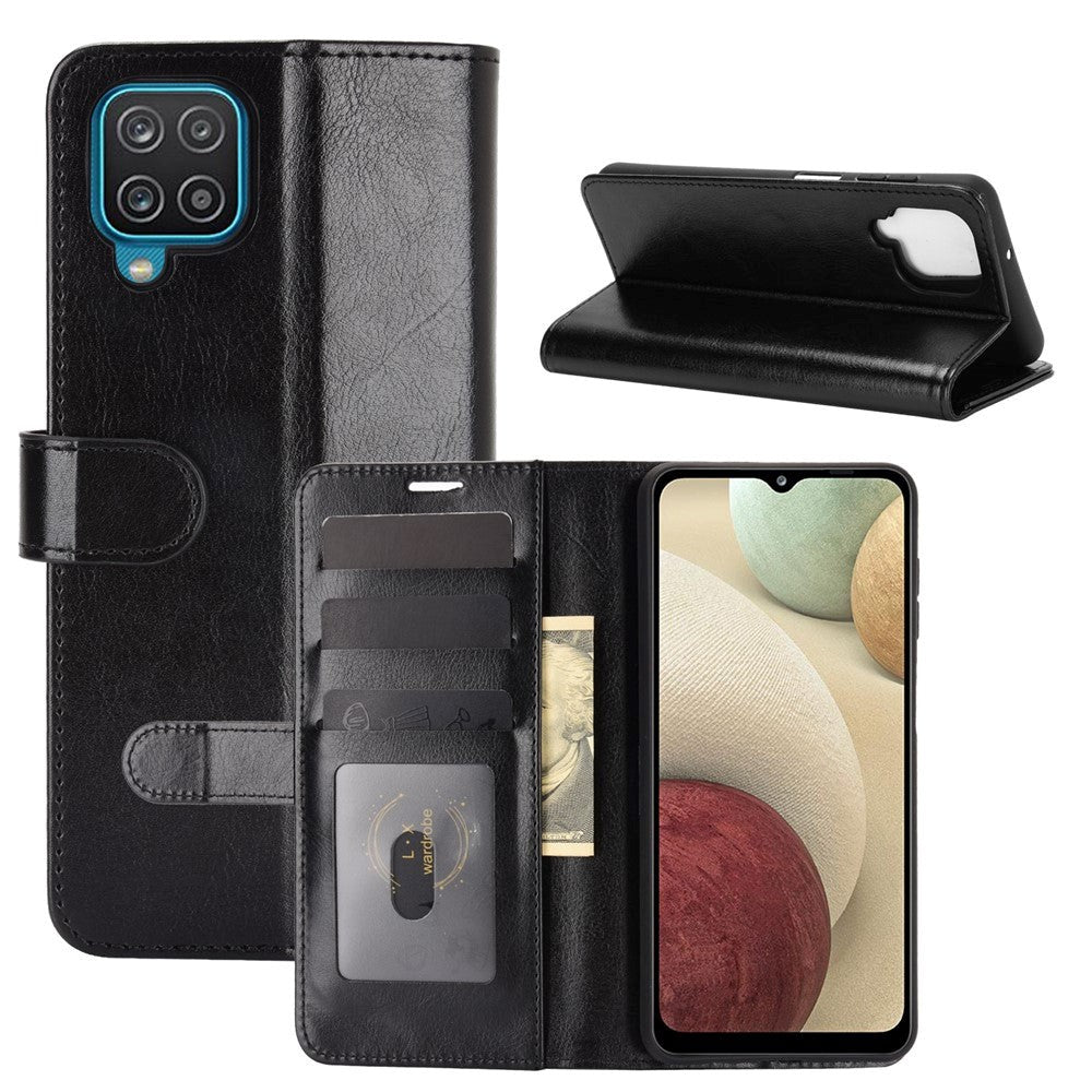 Samsung Galaxy A12 Neutral Leather Flip Cover m. Lommebok - Svart