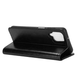 Samsung Galaxy A12 Neutral Leather Flip Cover m. Lommebok - Svart