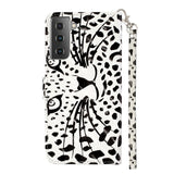 Samsung Galaxy S21+ (Plus) skinnende skinndeksel m. Lommebok - White Tiger