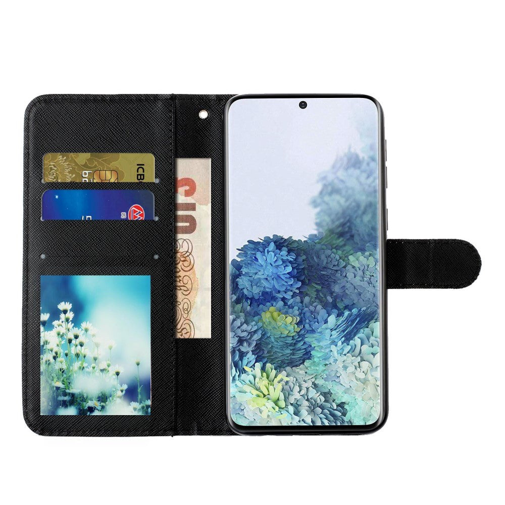 Samsung Galaxy S21+ (Plus) skinnende skinndeksel m. Lommebok - White Tiger