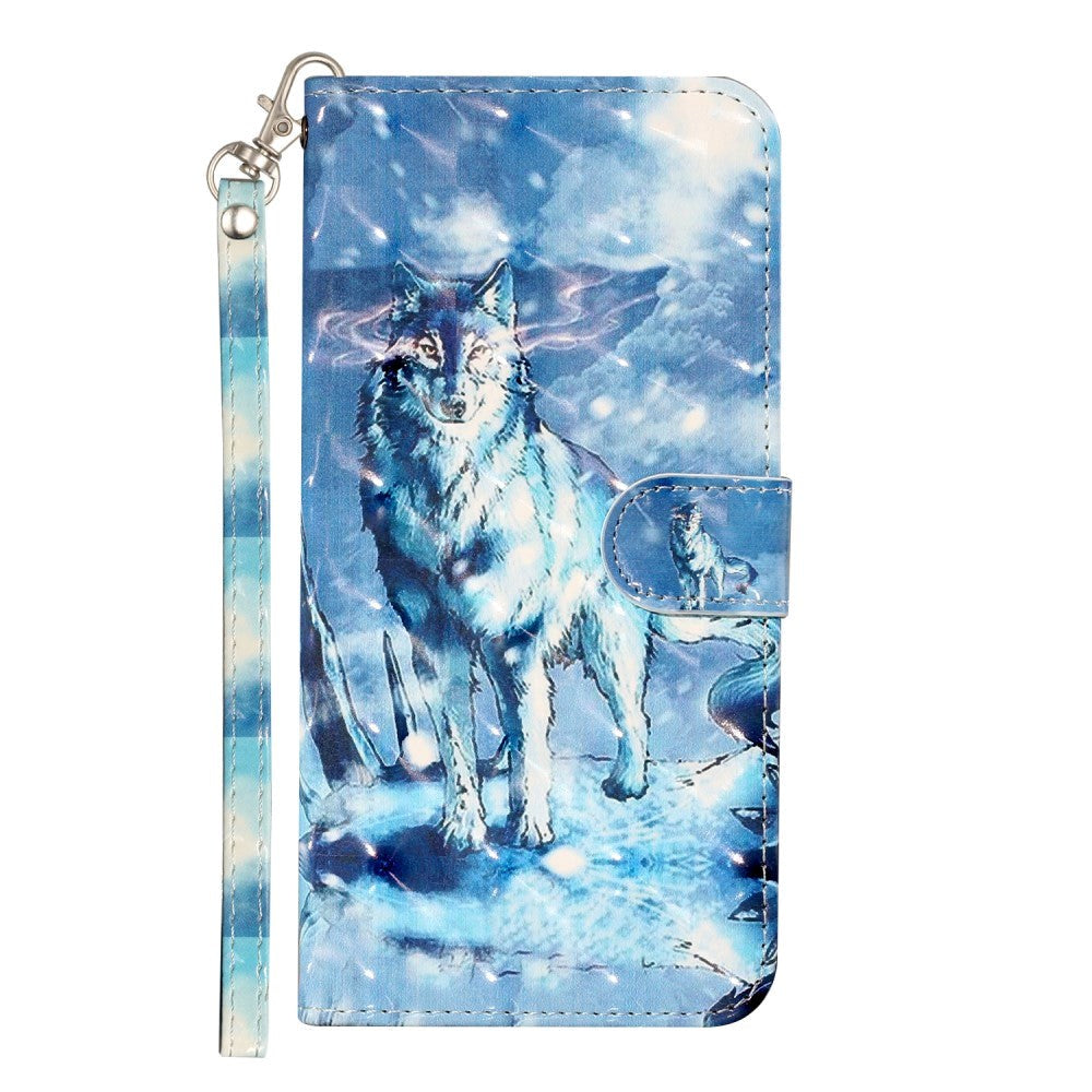 Samsung Galaxy S21+ (Plus) Skinnende Læder Cover m. Pung - Ulv