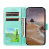 Samsung Galaxy S21+ (Plus) skinndeksel m. Lommebok - Flower Vine Imprint - Grønn