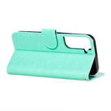 Samsung Galaxy S21+ (Plus) skinndeksel m. Lommebok - Flower Vine Imprint - Grønn