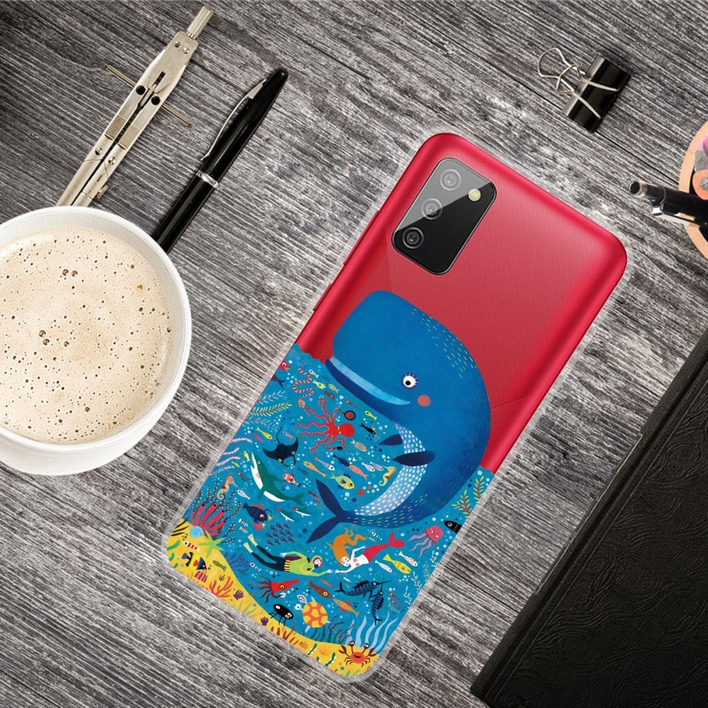 Samsung Galaxy A02s fleksibelt plastdeksel - Whale Print